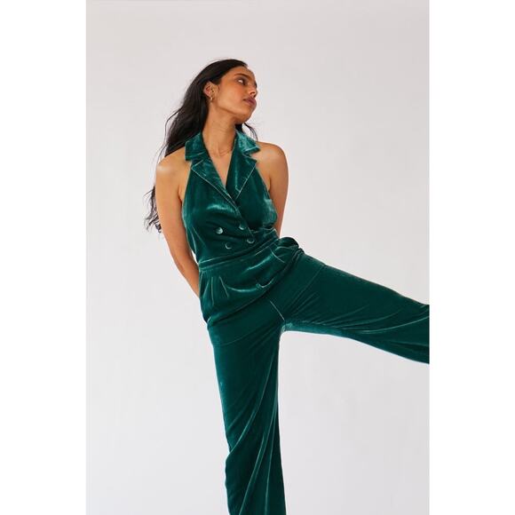 Rachel Antonoff Velvet Jumpsuit Green Flynn Size 10 - Picture 12 of 12